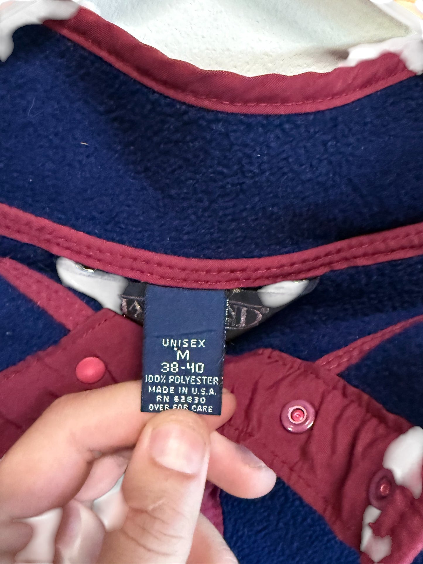 Vintage 90's Lands End Snap T Blue Fleece Sweater Size Medium