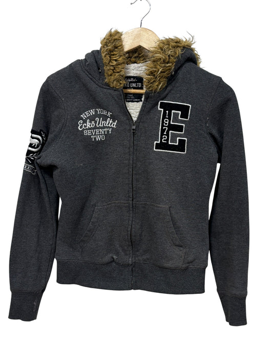 Vintage Y2K Women's Ecko Unlimited Fur Lined Hoodie Size Small