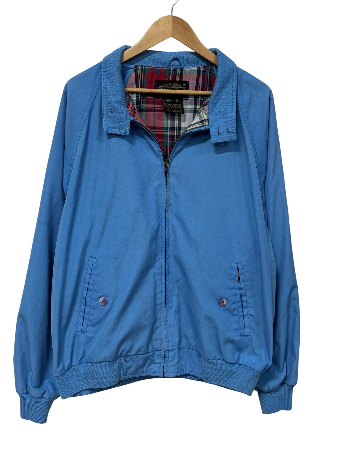 Vintage 90's Eddie Bauer Flannel Lined Blue Harrington Style Jacket Size XL