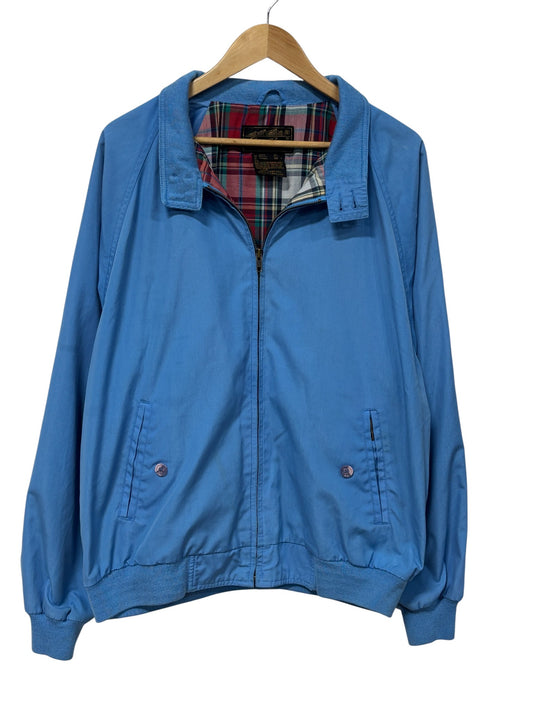 Vintage 90's Eddie Bauer Flannel Lined Blue Harrington Style Jacket Size XL