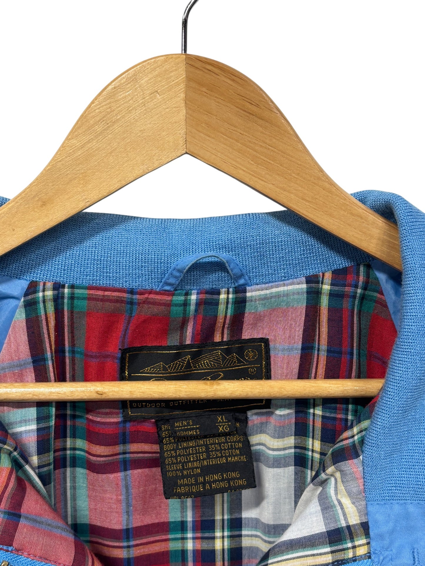 Vintage 90's Eddie Bauer Flannel Lined Blue Harrington Style Jacket Size XL