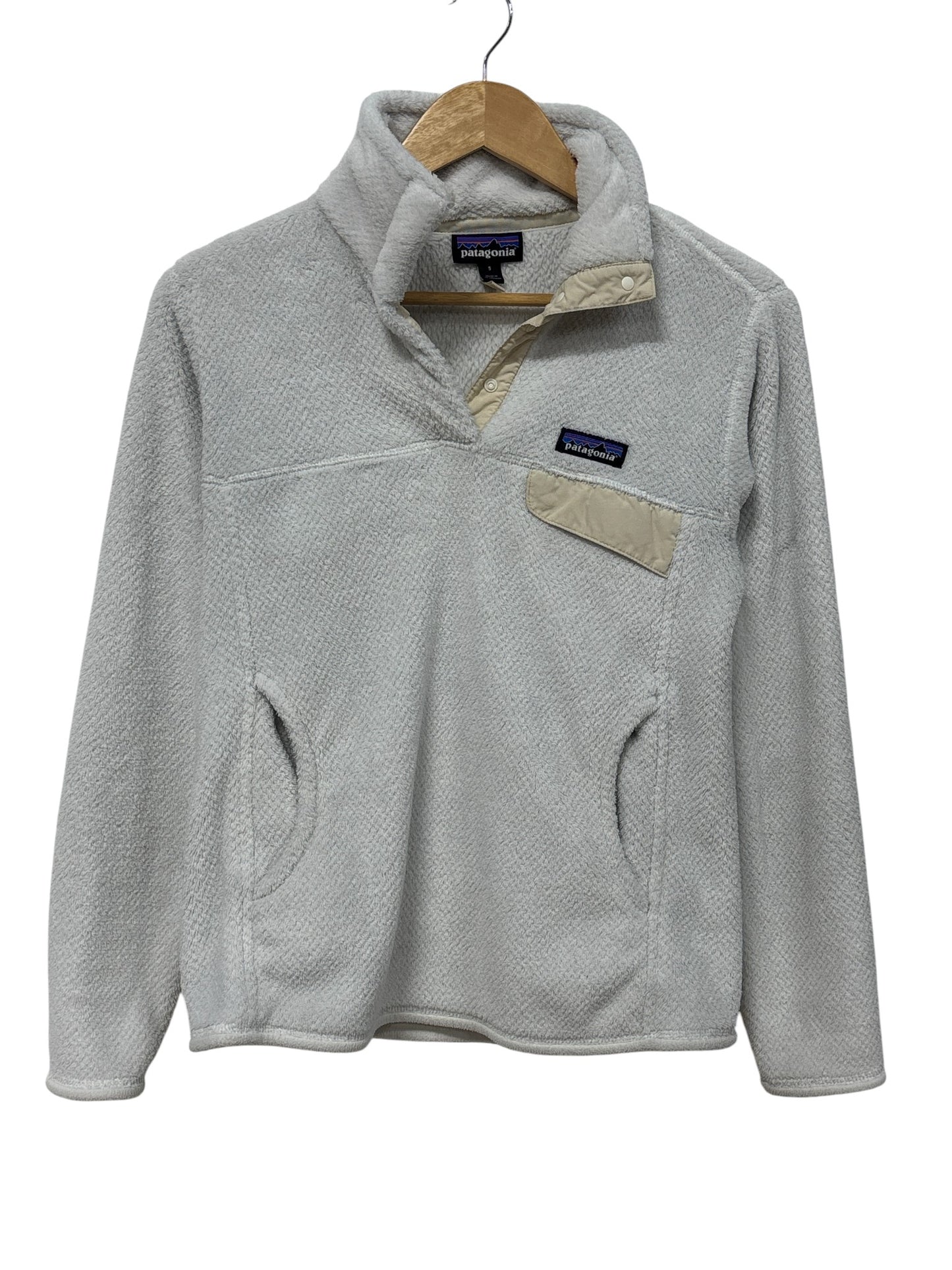 Patagonia White Snap T Fleece Sweater Size Small