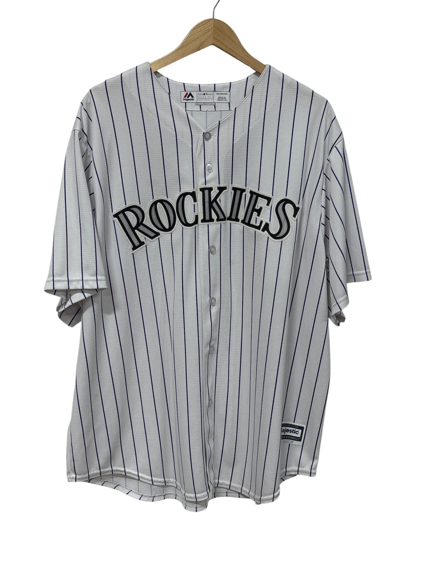Majestic Colorado Rockies Pinstriped Story #27 Jersey Size XXL