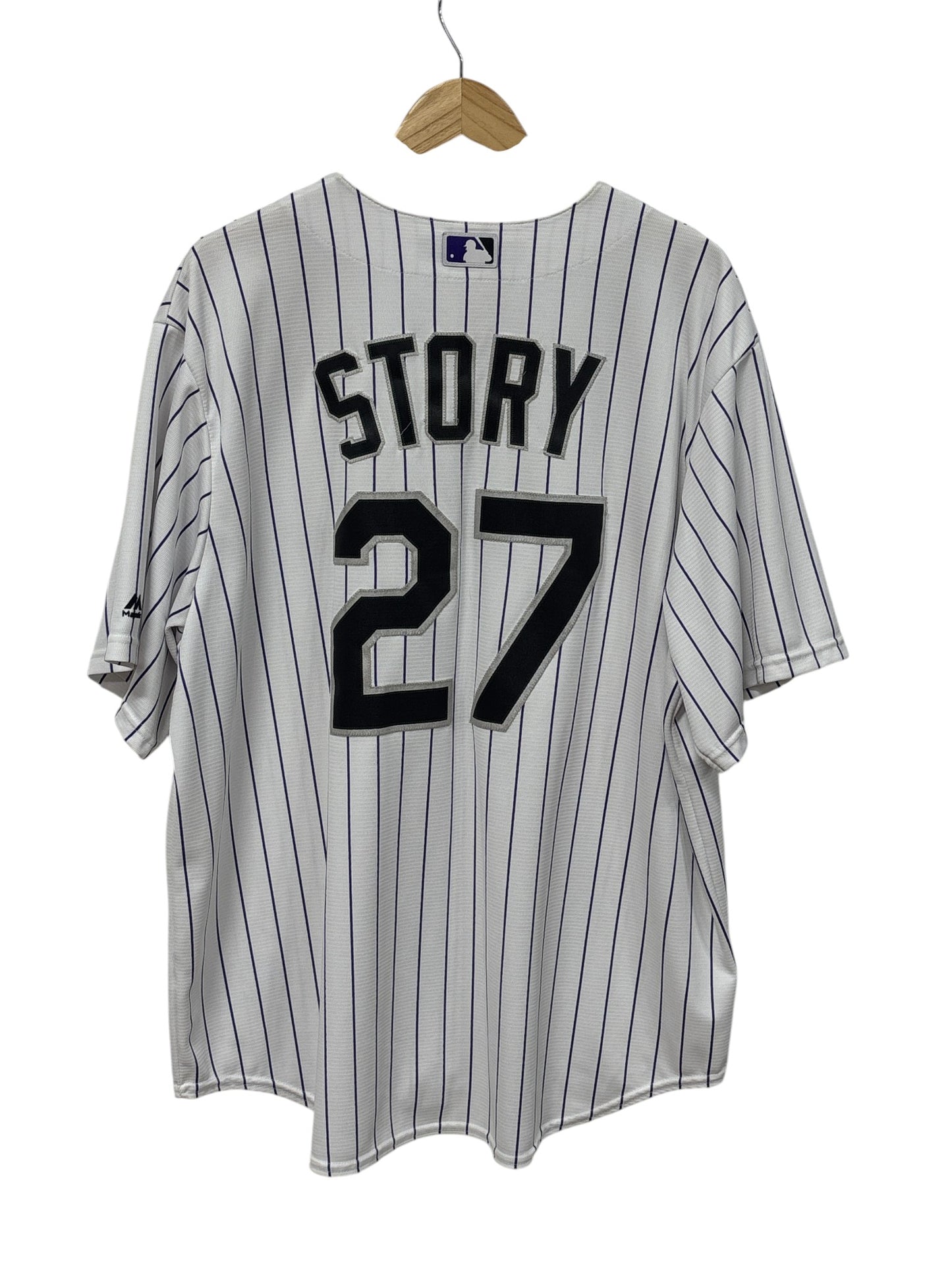 Majestic Colorado Rockies Pinstriped Story #27 Jersey Size XXL