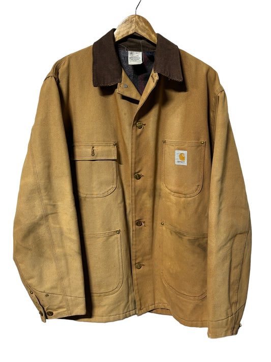 Vintage Carhartt Made in USA 6BLCT Brown Chore Coat Size 44T (XL Tall)