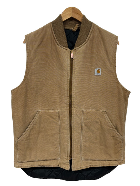 Vintage Carhartt Union Made Brown Quilt Lined Work Vest Size Large (Tall)