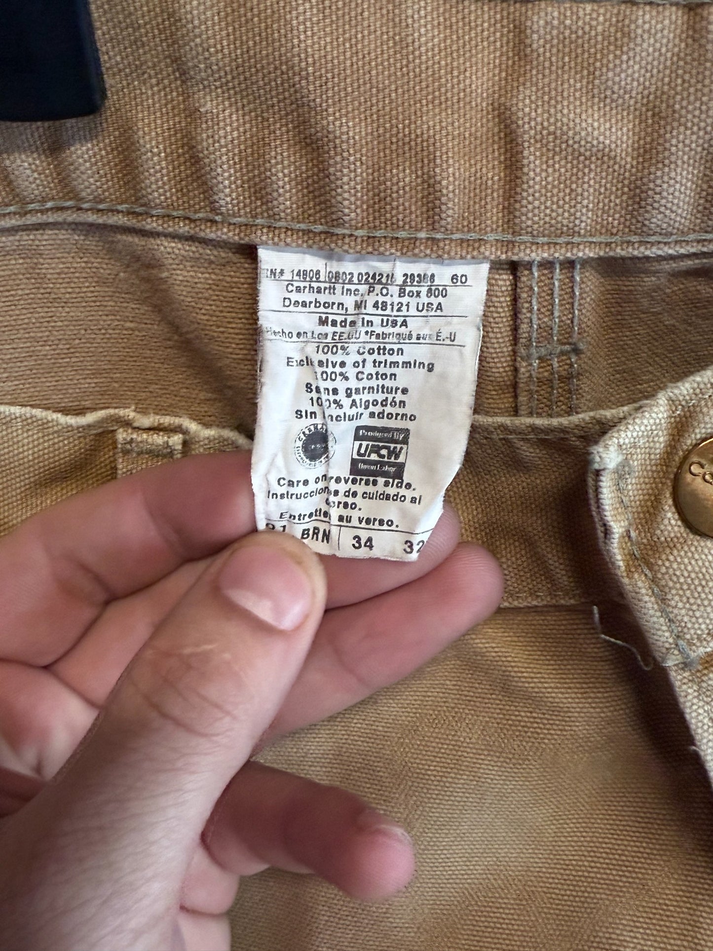 Vintage Carhartt Brown Double Knee Carpenter Pants Size 34x30