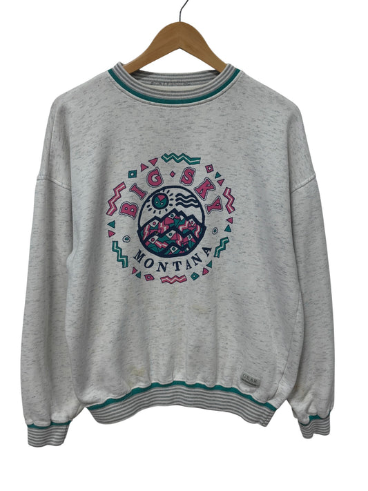 Vintage 90's Big Sky Montana Mountains Graphic Nature Sweater Size Medium