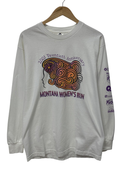 Vintage Y2K Montana Women's Run Long Sleeve Marathon Shirt Size Large