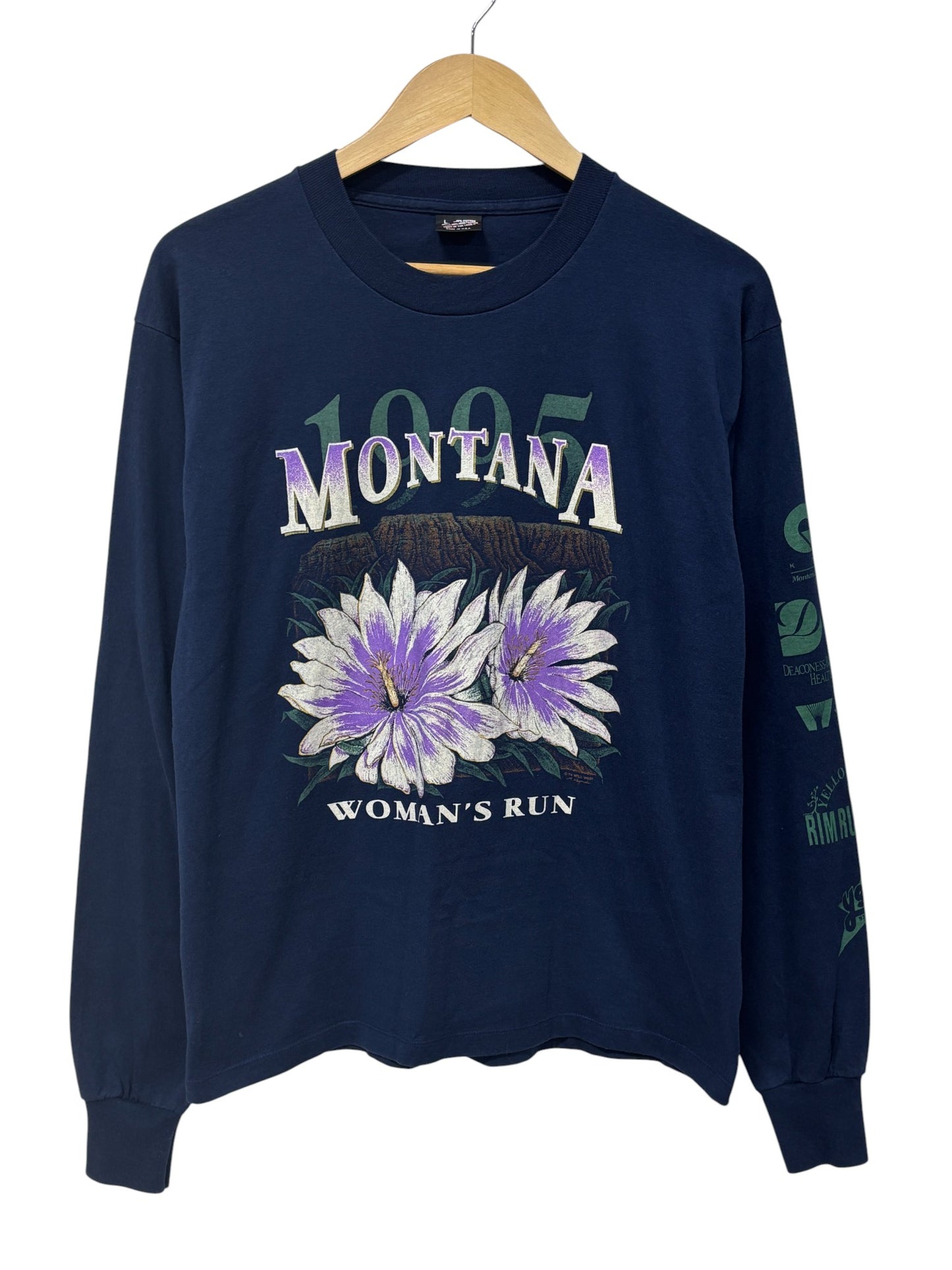 Vintage 1995 Montana Women's Run Long Sleeve Marathon Shirt Size Large