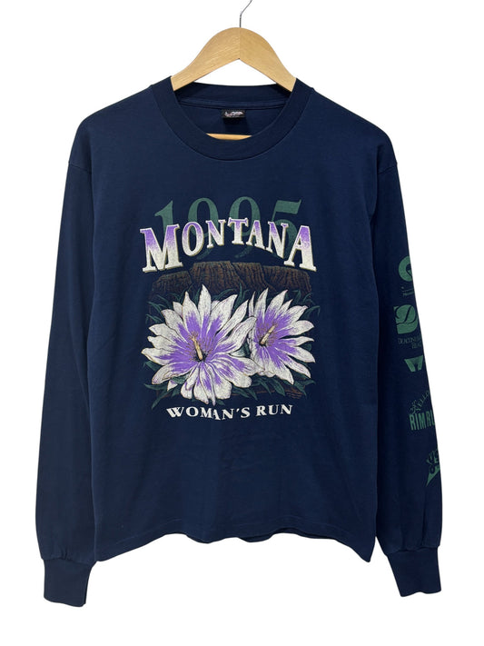 Vintage 1995 Montana Women's Run Long Sleeve Marathon Shirt Size Large