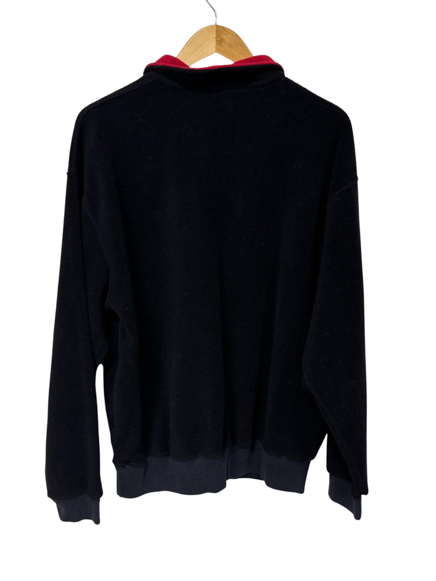 Vintage Polo Ralph Lauren Black Quarter Zip Sweater Red Collar Size Large