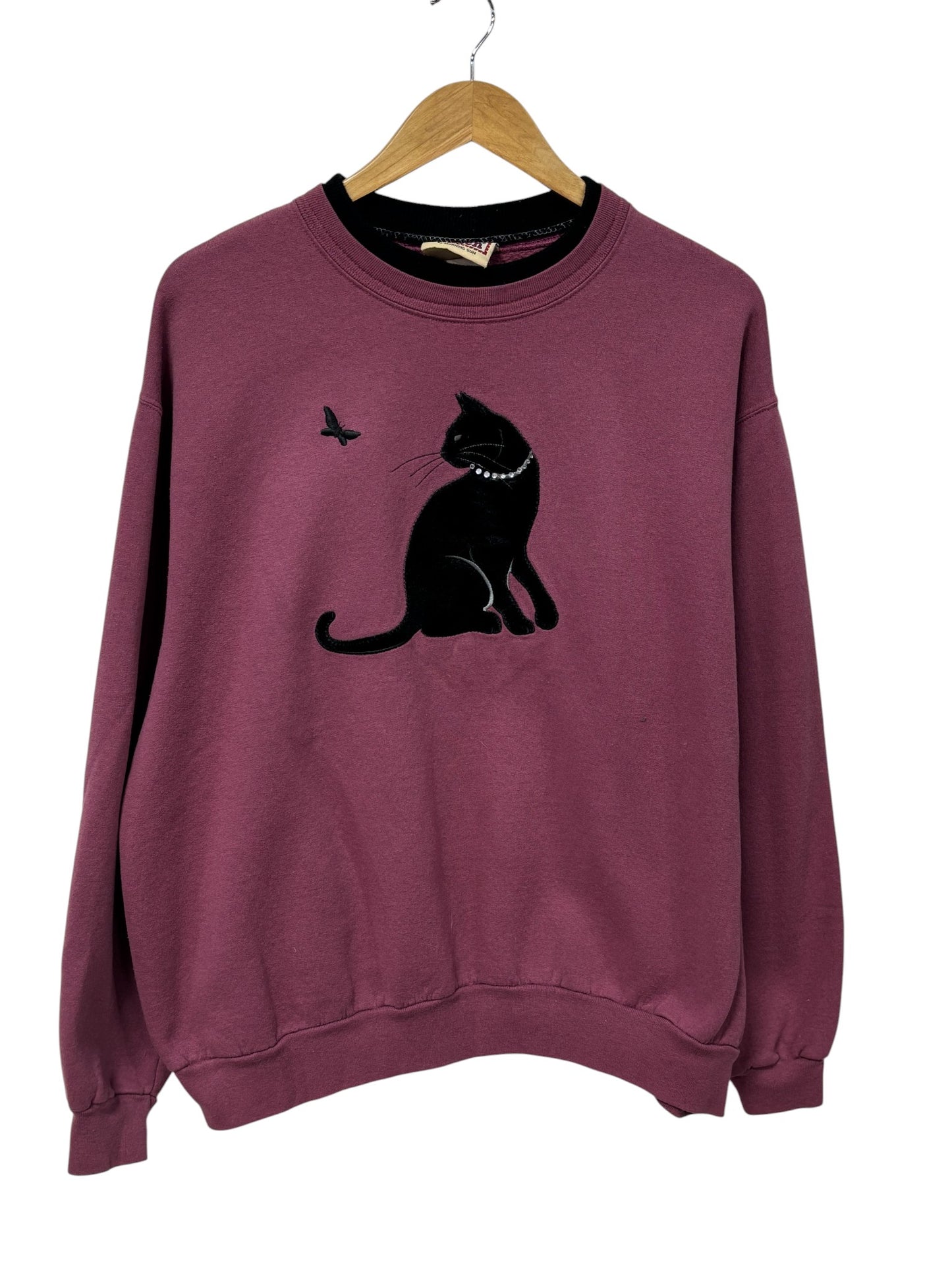 Vintage 90's Black Cat Graphic Crewneck Sweater Size XL