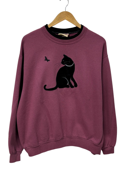 Vintage 90's Black Cat Graphic Crewneck Sweater Size XL