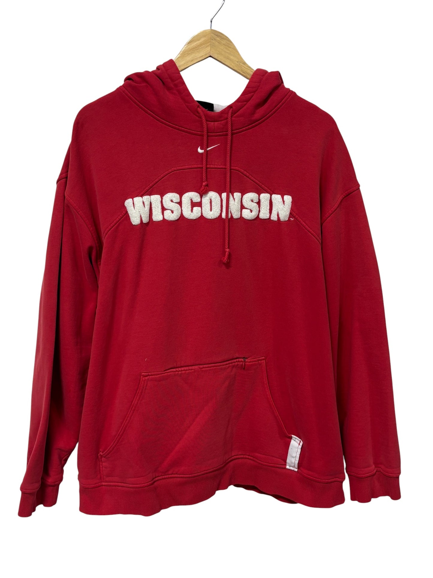 Vintage Nike Y2K Wisconsin Badgers Center Swoosh Hoodie Size XL
