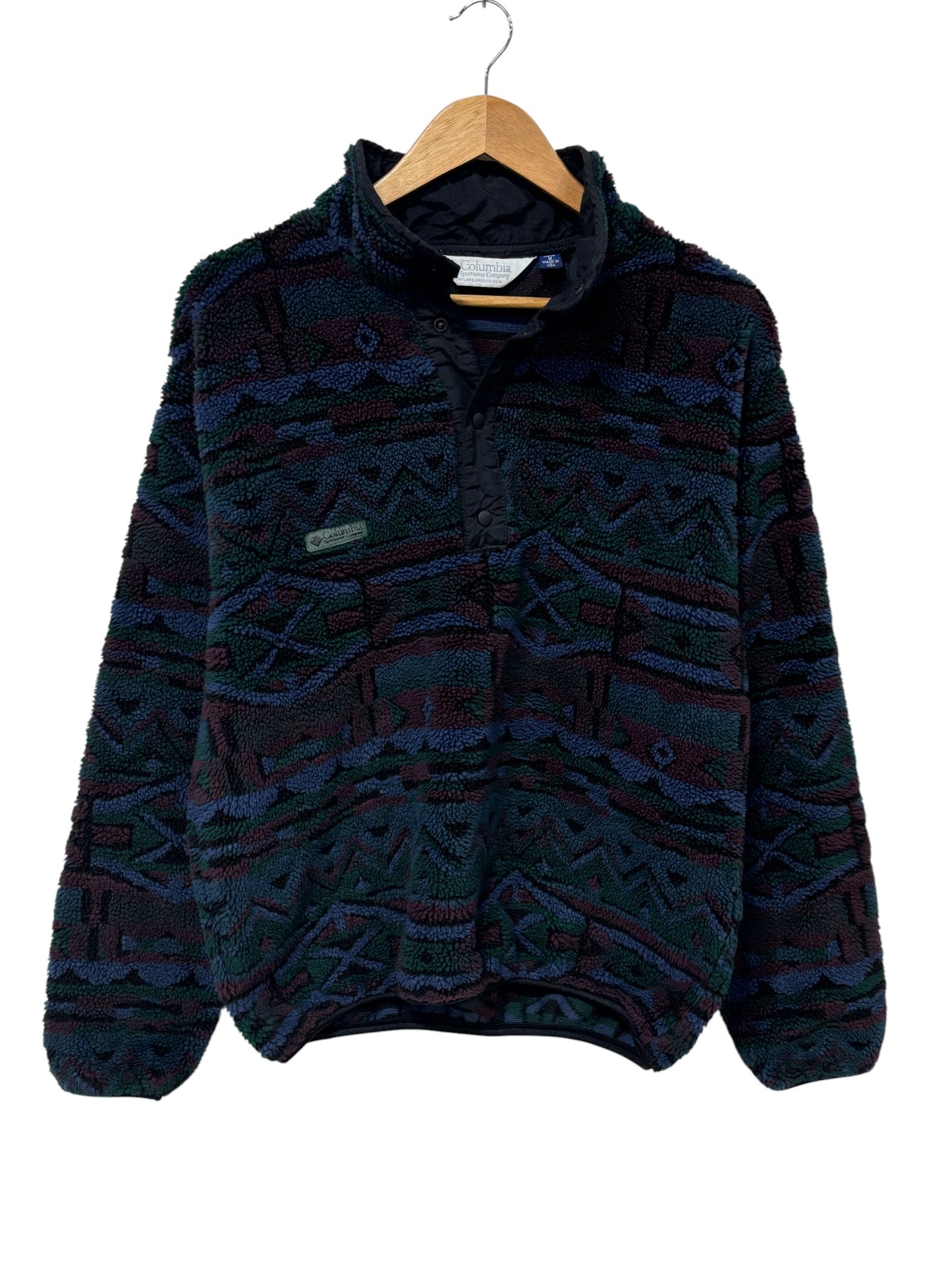 Vintage 90's Columbia Made in USA Aztec Fleece Sweater Size Medium
