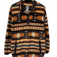 Vintage Cinch Aztec Print Fleece Snap T Sweater Size Large