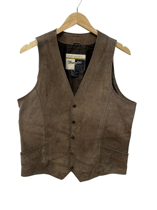 Wrangler Genuine Leather Western Vest Size Medium