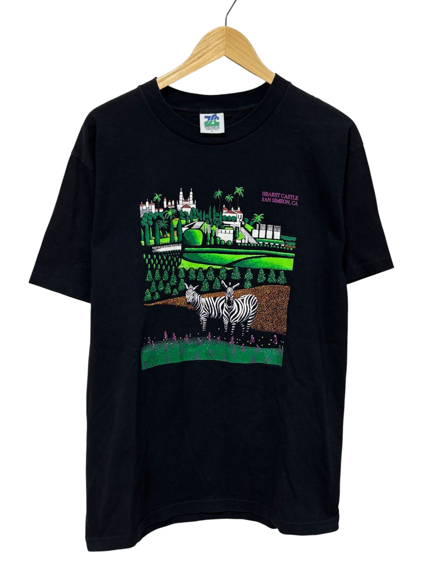 Vintage 90's Hearst Castle Zebra Nature Graphic Tee Size Large