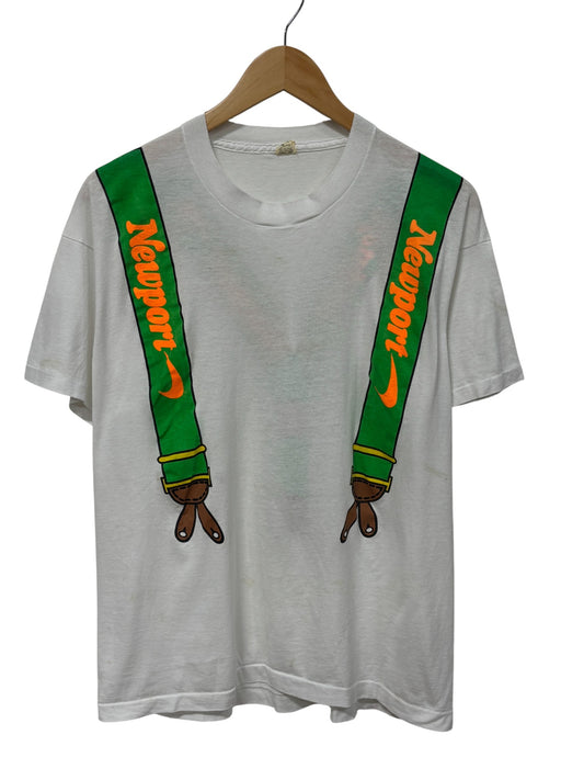 Vintage 90's Newport Cigarettes Suspenders Graphic Tee Size Medium