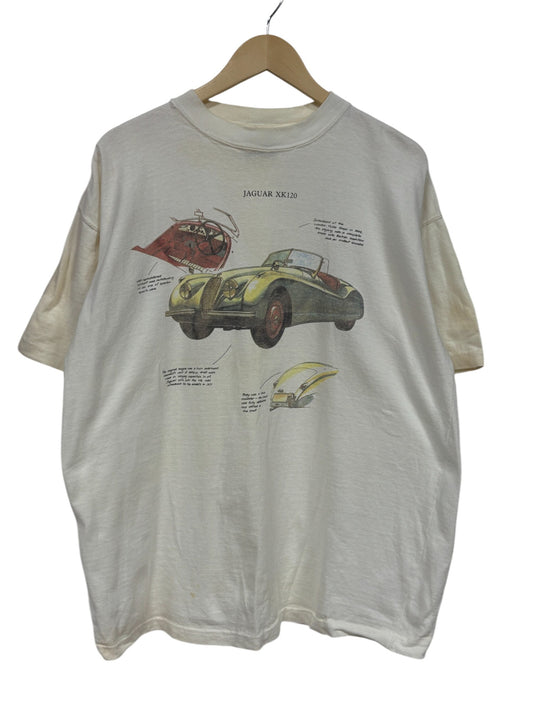 Vintage 90's Jaguar XK120 Classic Car Graphic Tee Size XL