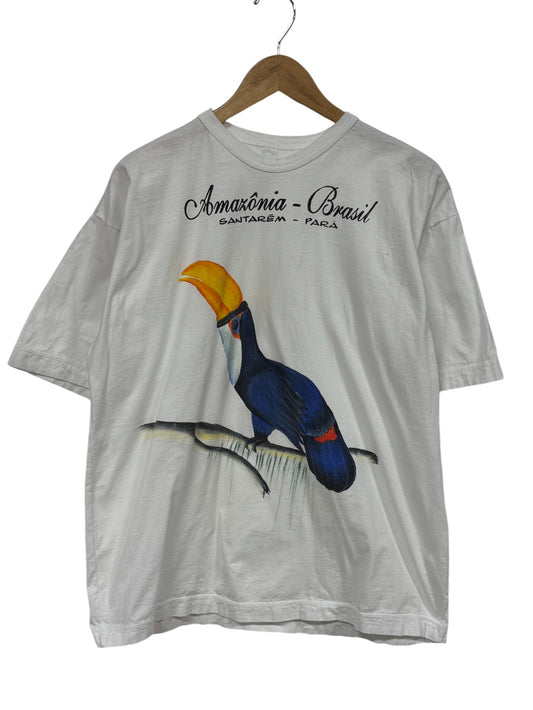 Vintage Brazil Bird Big Print Nature Graphic Tee Size Large