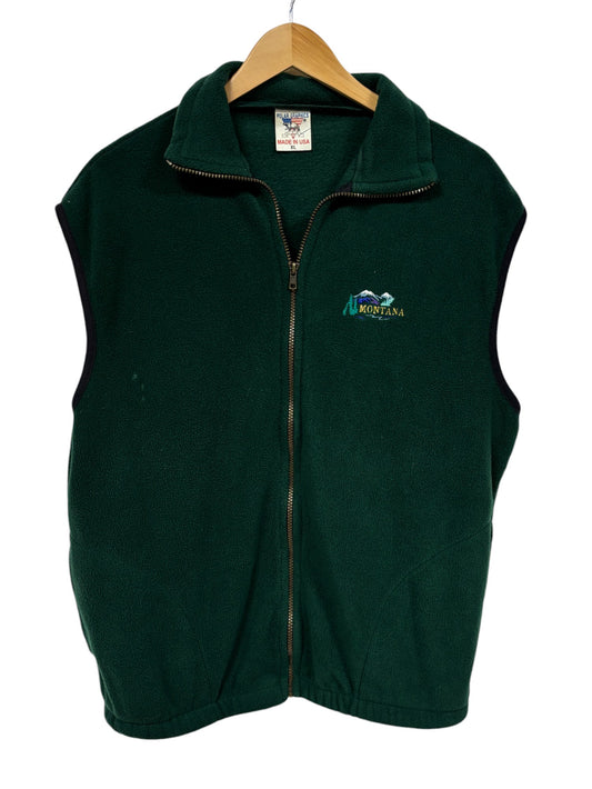 Vintage 90's Montana Fleece Full Zip Green Vest Size XL