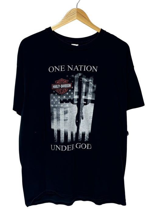 Vintage Y2K Harley Davidson One Nation Under God Biker Tee Size XL