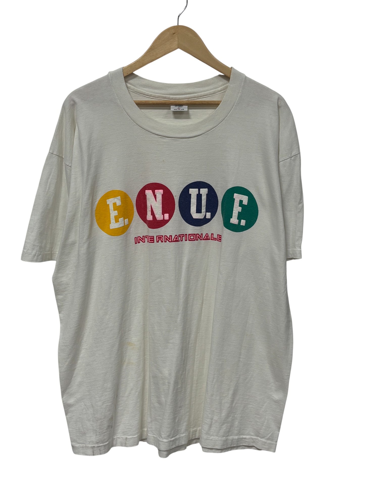 Vintage 90's ENUF International Spell Out Graphic Tee Size XL