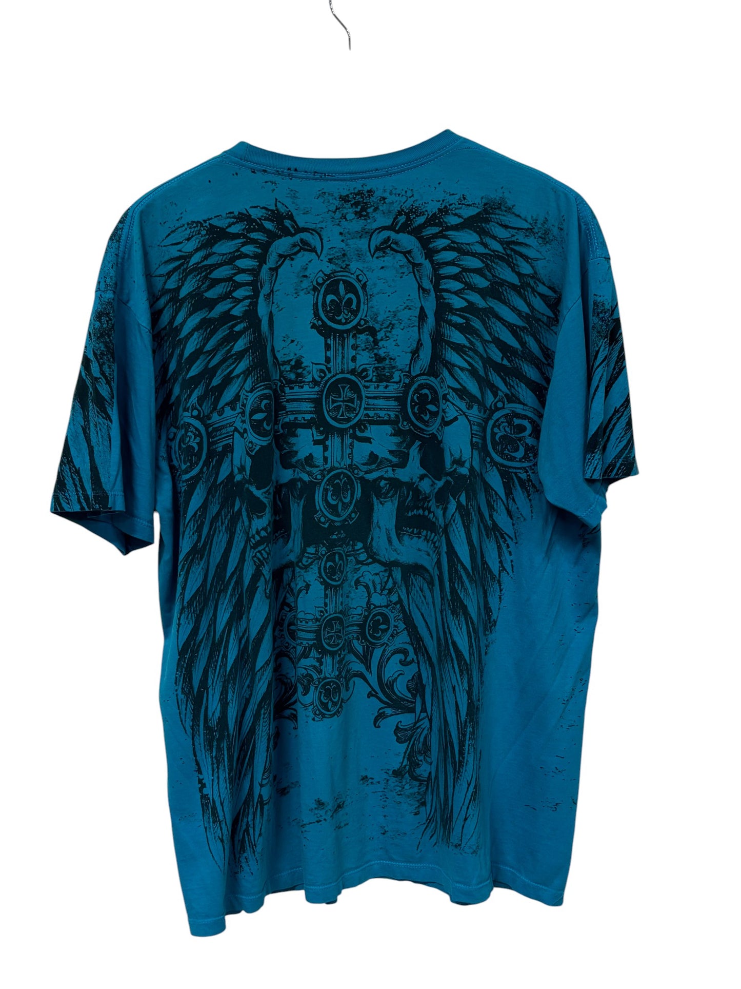 Vintage Y2K MMA Elite Affliction Style Skull Big Print Tee Size XL