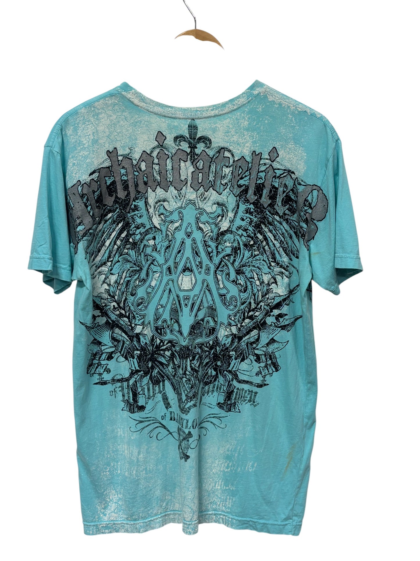 Vintage Y2K Affliction Archaic Collection Big Print Graphic Tee Size Medium