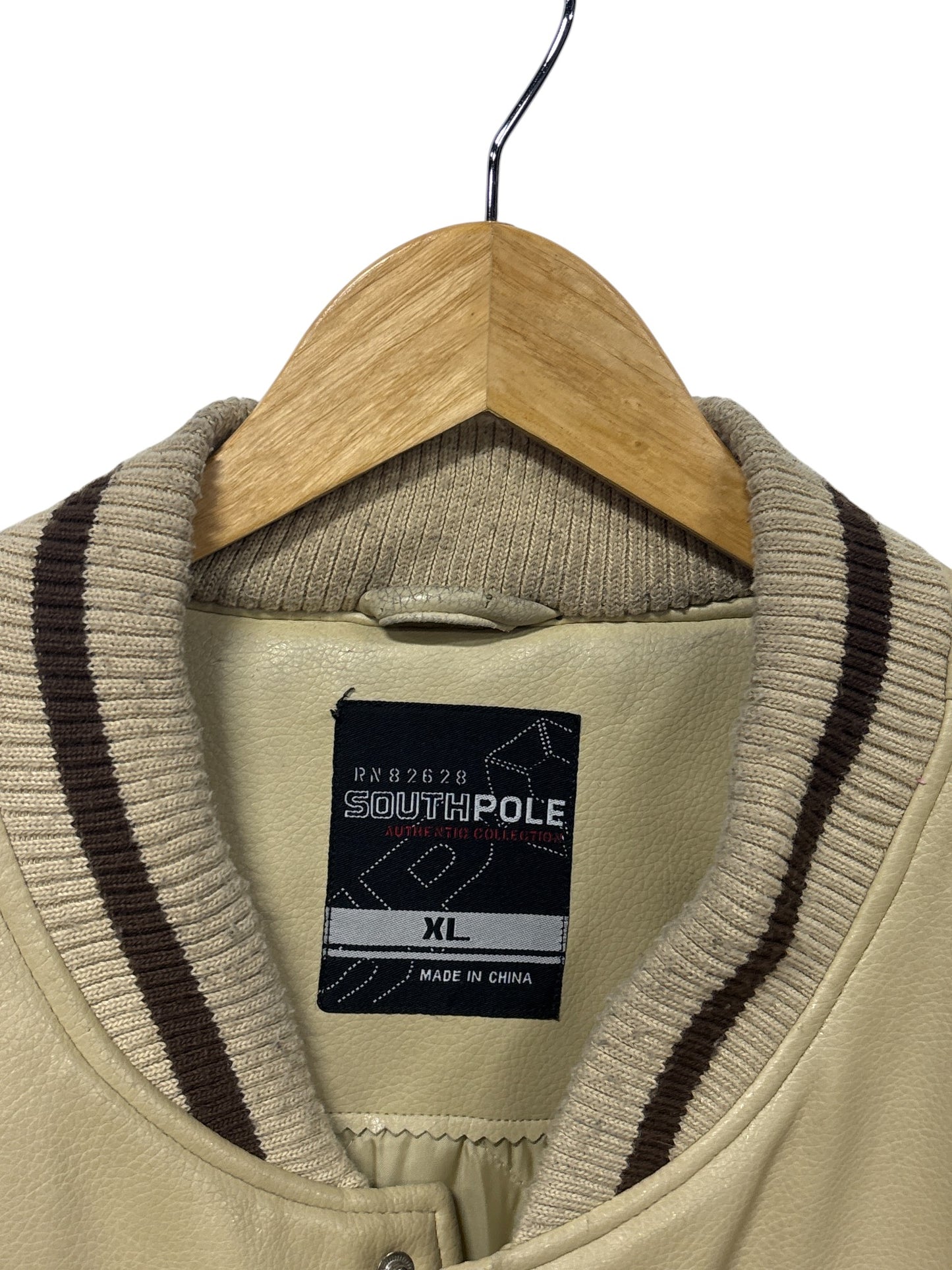 Vintage Y2K South Pole Leather Letterman Style Bomber Jacket Size XL