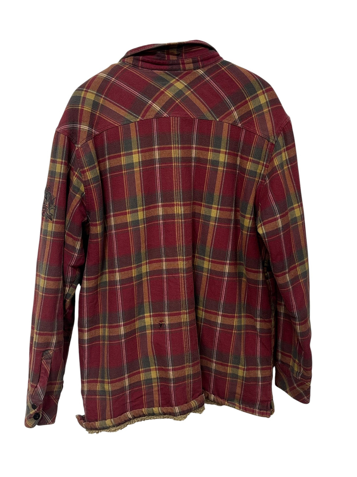 Vintage Y2K Quiksilver Sherpa Lined Red Flannel Button Up Shirt Size XXL