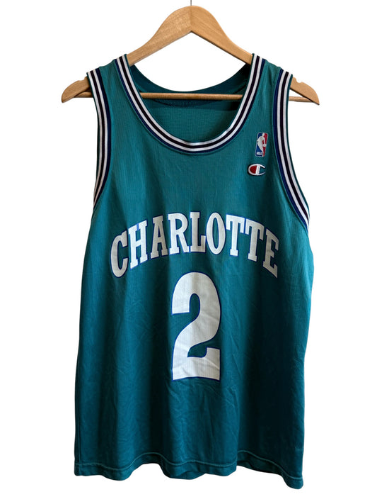 Vintage Charlotte Hornets Larry Johnson #2 Champion Jersey Size Medium