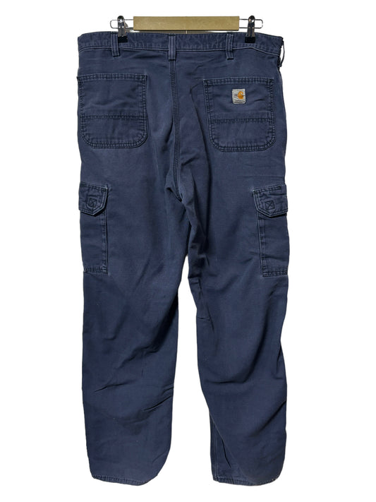 Carhartt FR Faded Blue Cargo Carpenter Pants Size 38x36