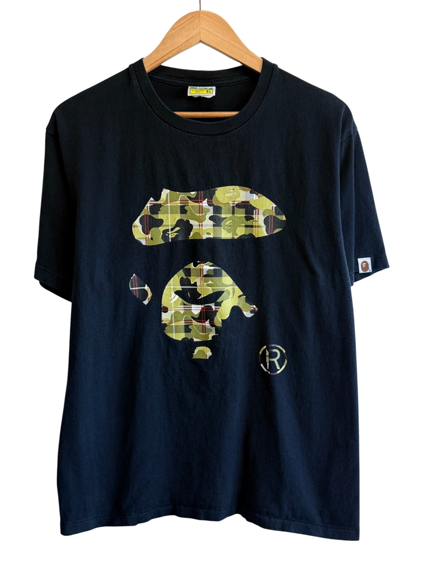 Bape Bathing Ape Check Camo Head Graphic Tee Size XL