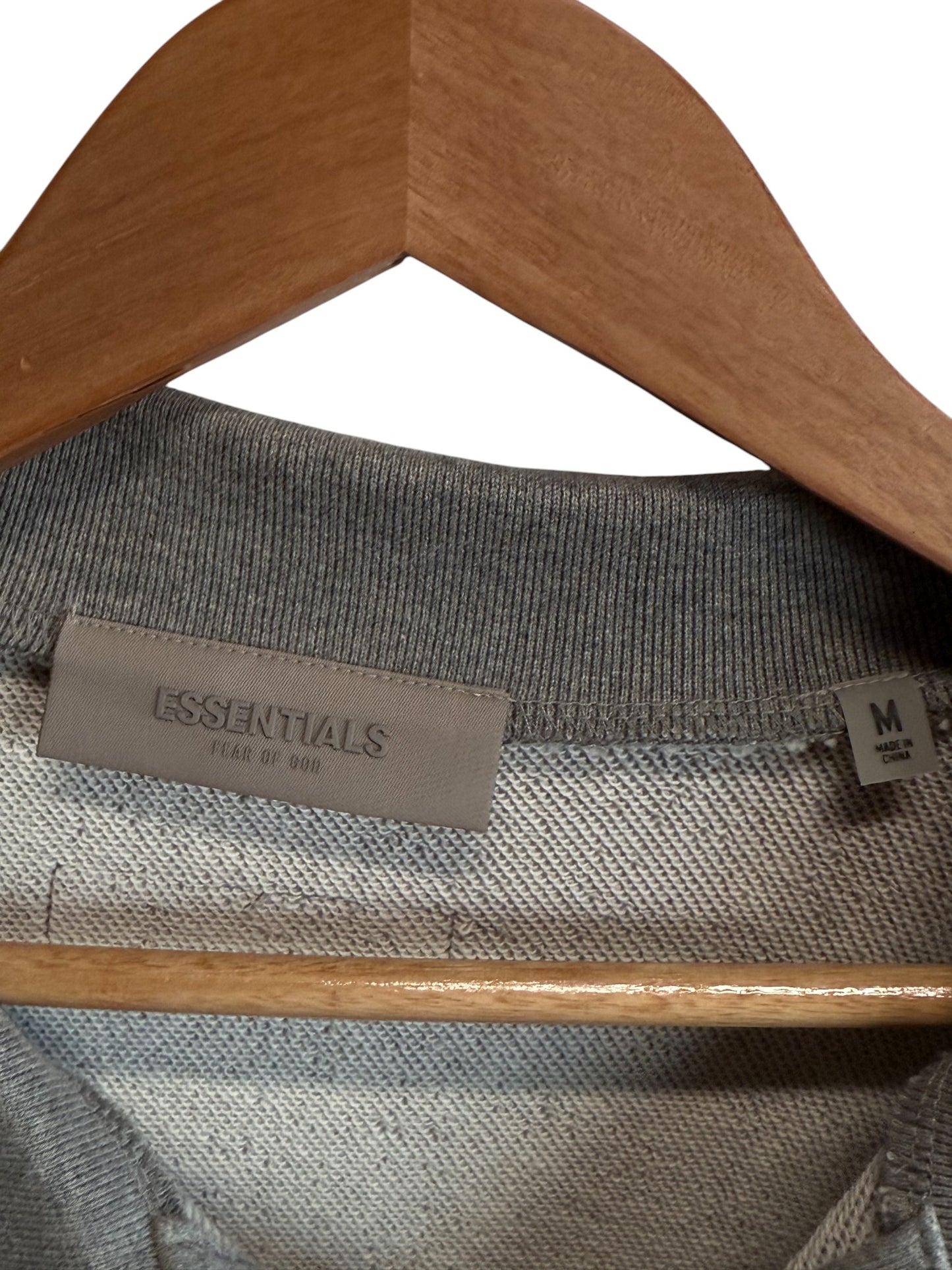 Fear of God Essentials Grey Long Sleeve Polo Shirt Size Medium