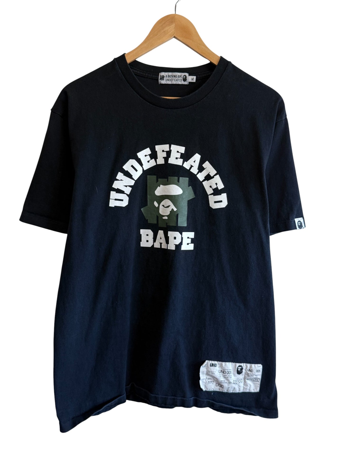 Bape x Undefeated College Logo Collab Graphic Tee Size XL