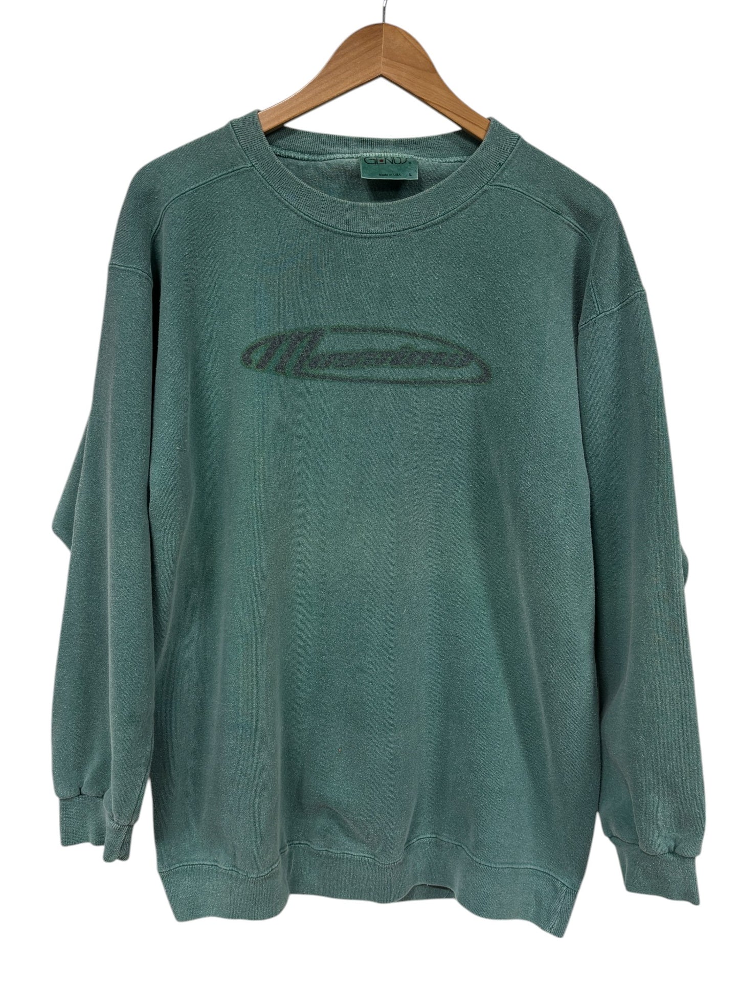 Vintage 90's Mossimo Faded Script Logo Overdyed Crewneck Sweater Size Large