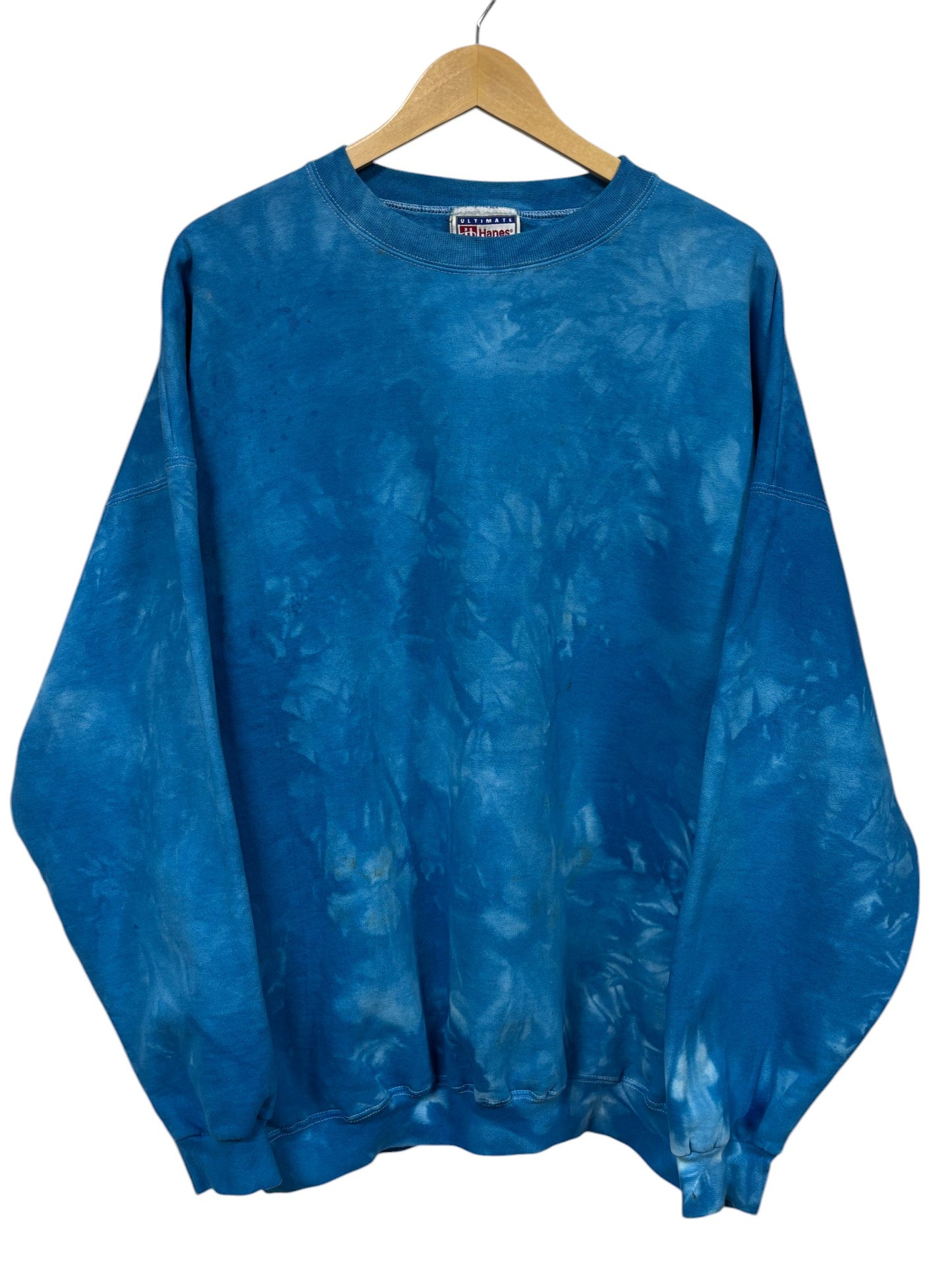 Vintage Hanes Blue Tie Dye Pullover Crewneck Sweater Size XXL