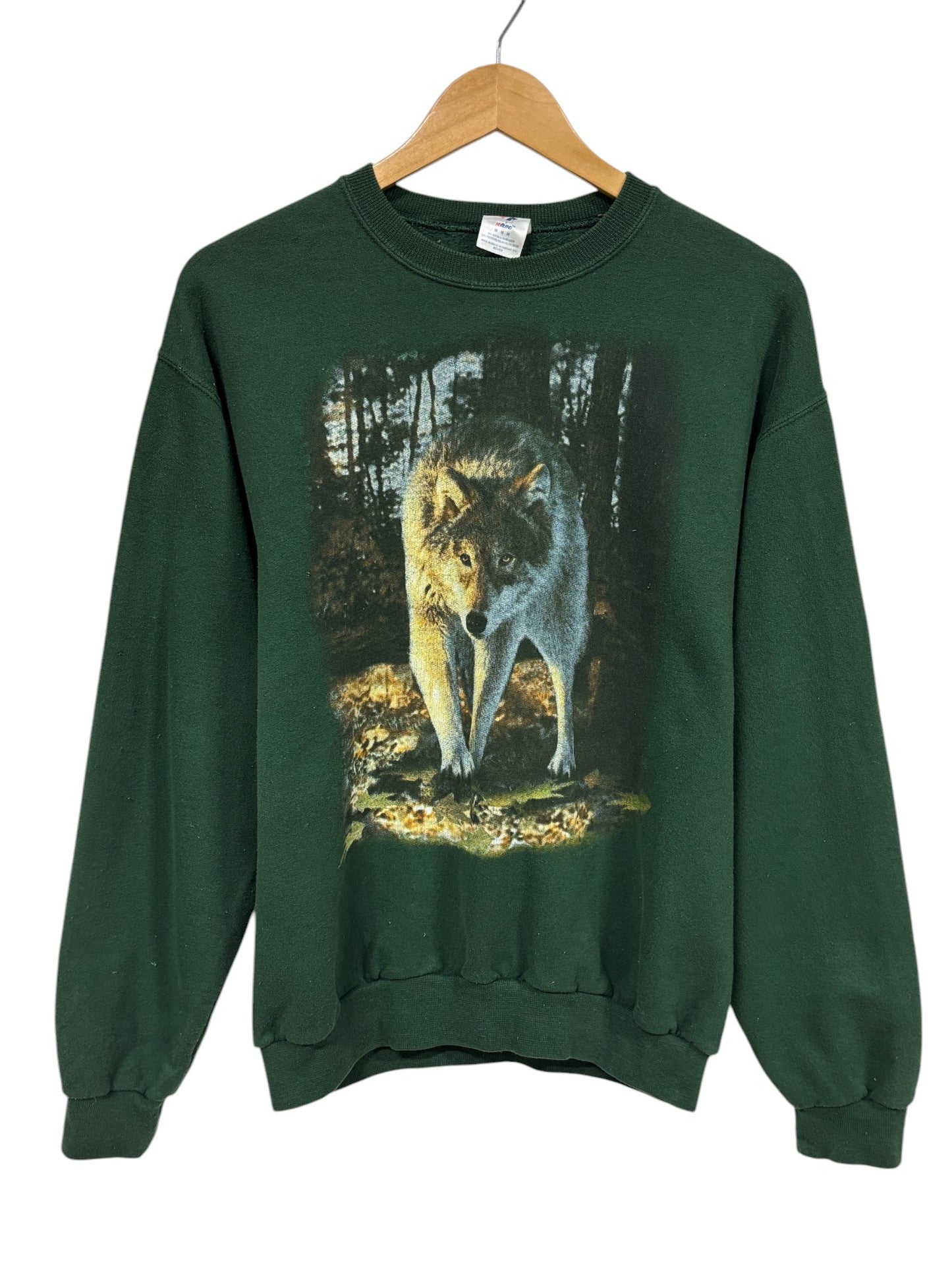 Vintage Jerzees Lone Wolf Nature Graphic Crewneck Sweater Size Medium