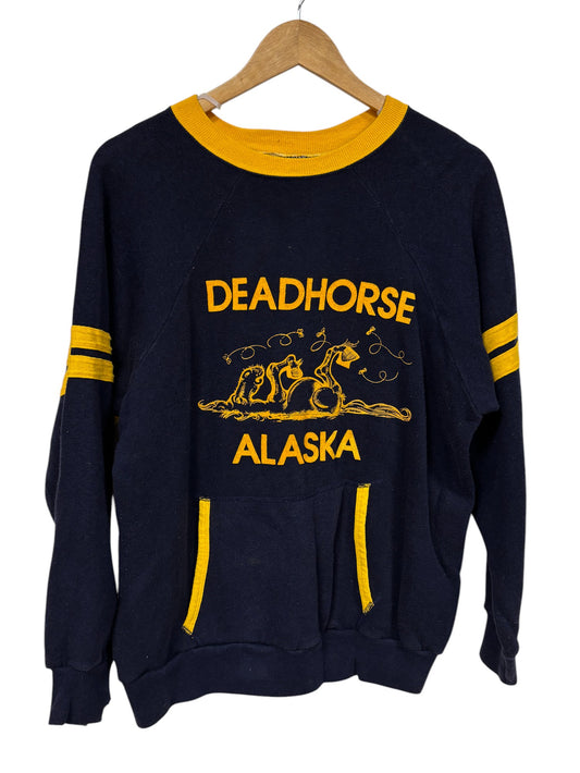 Vintage 80's Deadhorse Alaska Striped Crewneck Sweater Size XL