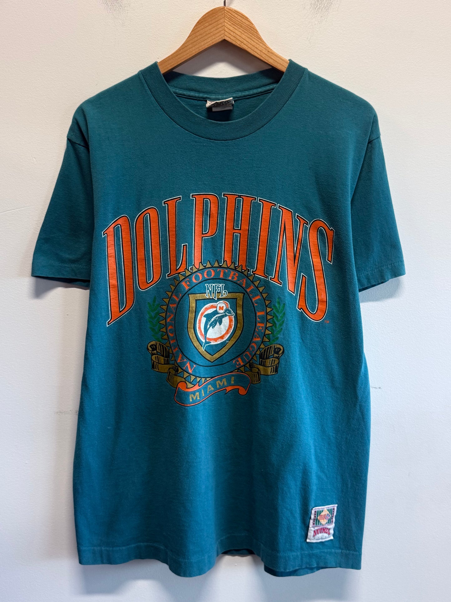 Vintage 90's Nutmeg Miami Dolphins NFL Logo Graphic Tee Size XL