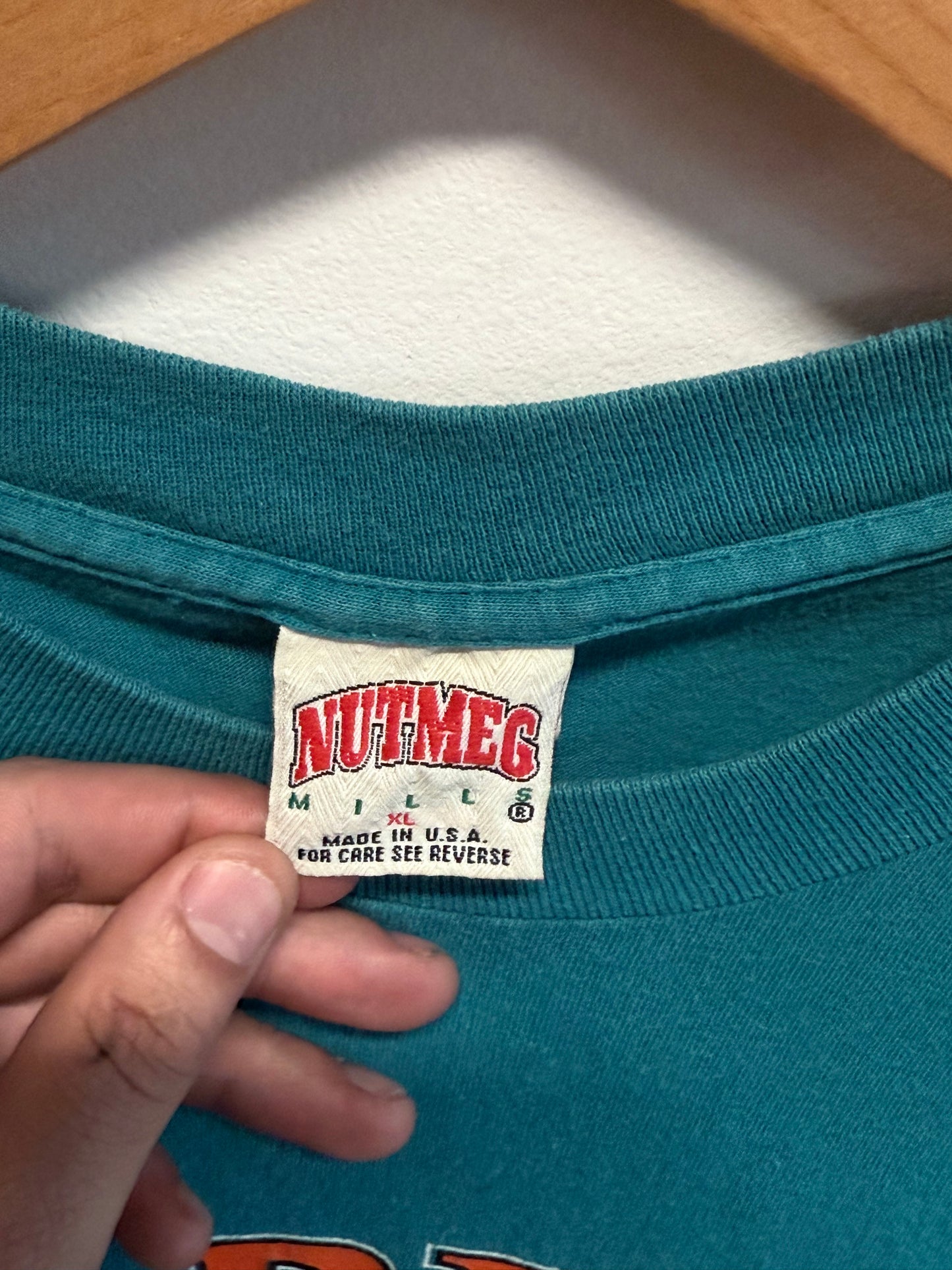 Vintage 90's Nutmeg Miami Dolphins NFL Logo Graphic Tee Size XL