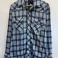 Vintage Wrangler Plaid Pearl Snap Button Up Western Shirt Size Large