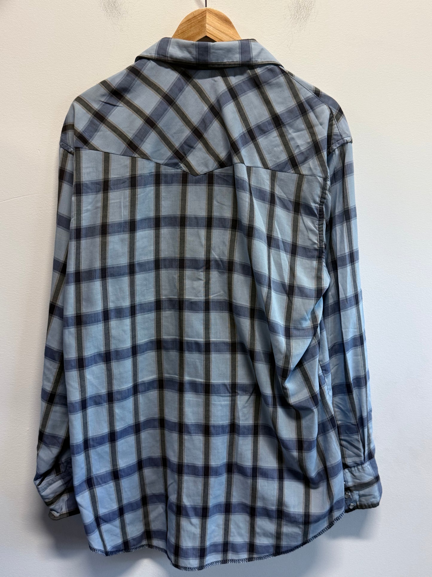 Vintage Wrangler Plaid Pearl Snap Button Up Western Shirt Size Large