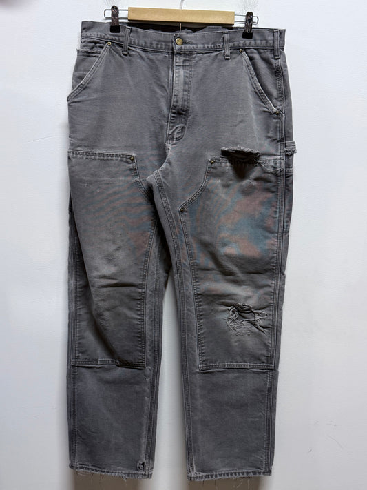 Carhartt Grey Double Knee Carpenter Pants Size 35x32