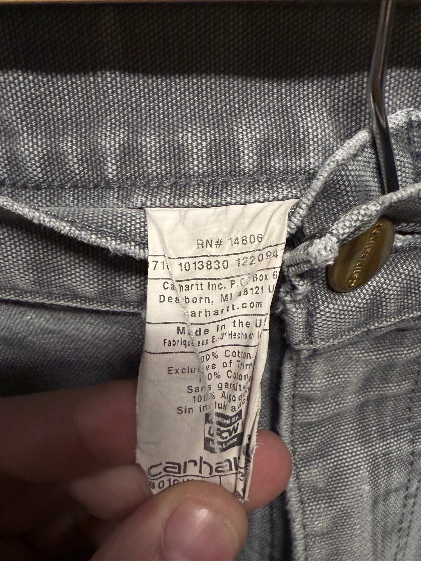 Carhartt Grey Double Knee Carpenter Pants Size 35x32