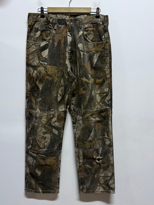 Wrangler RealTree Double Knee Woodland Hunting Camo Pants Size 34x31