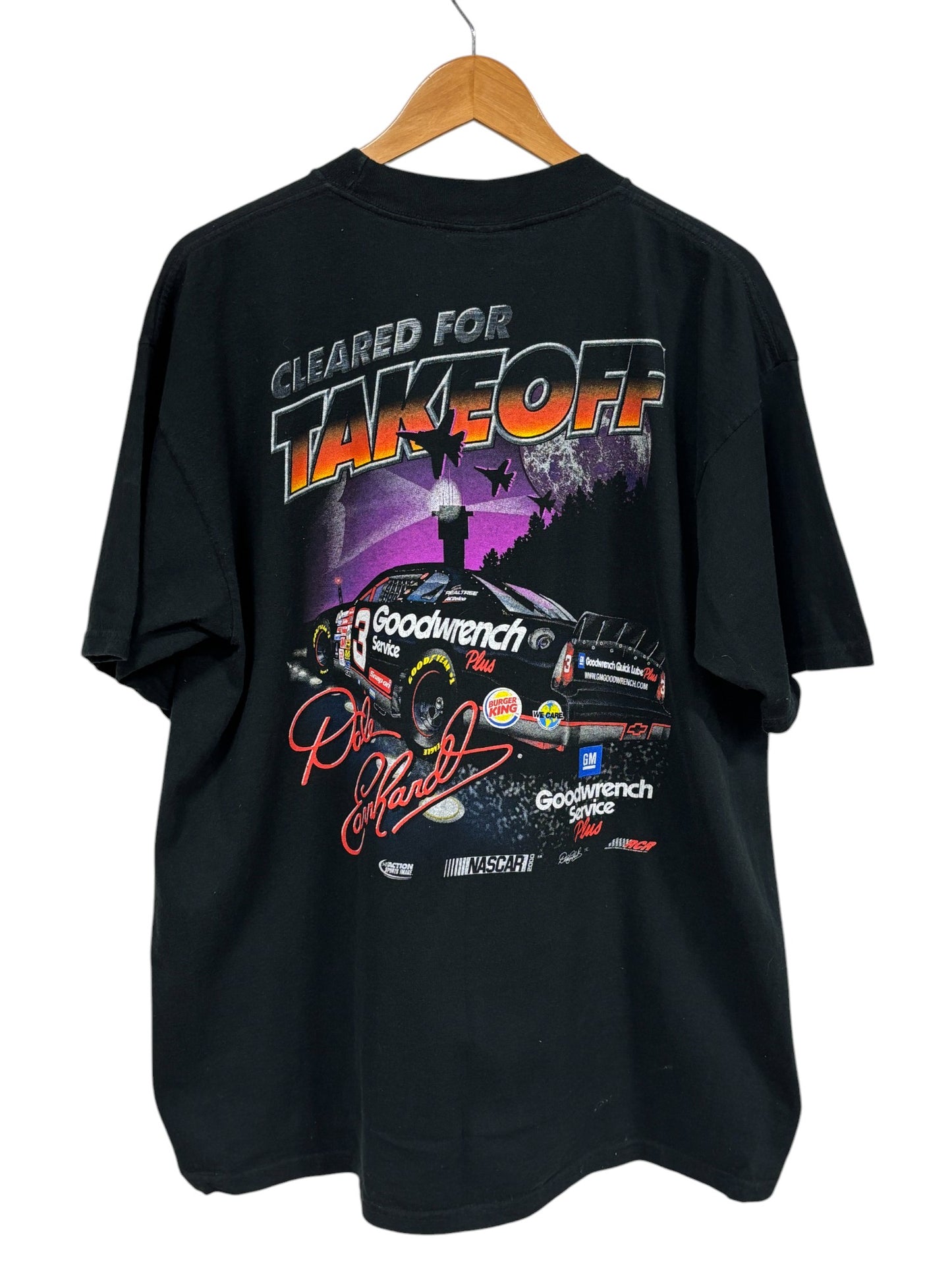 Vintage 90's Dale Earnhardt Jet Black Attack NASCAR Graphic Tee Size Large